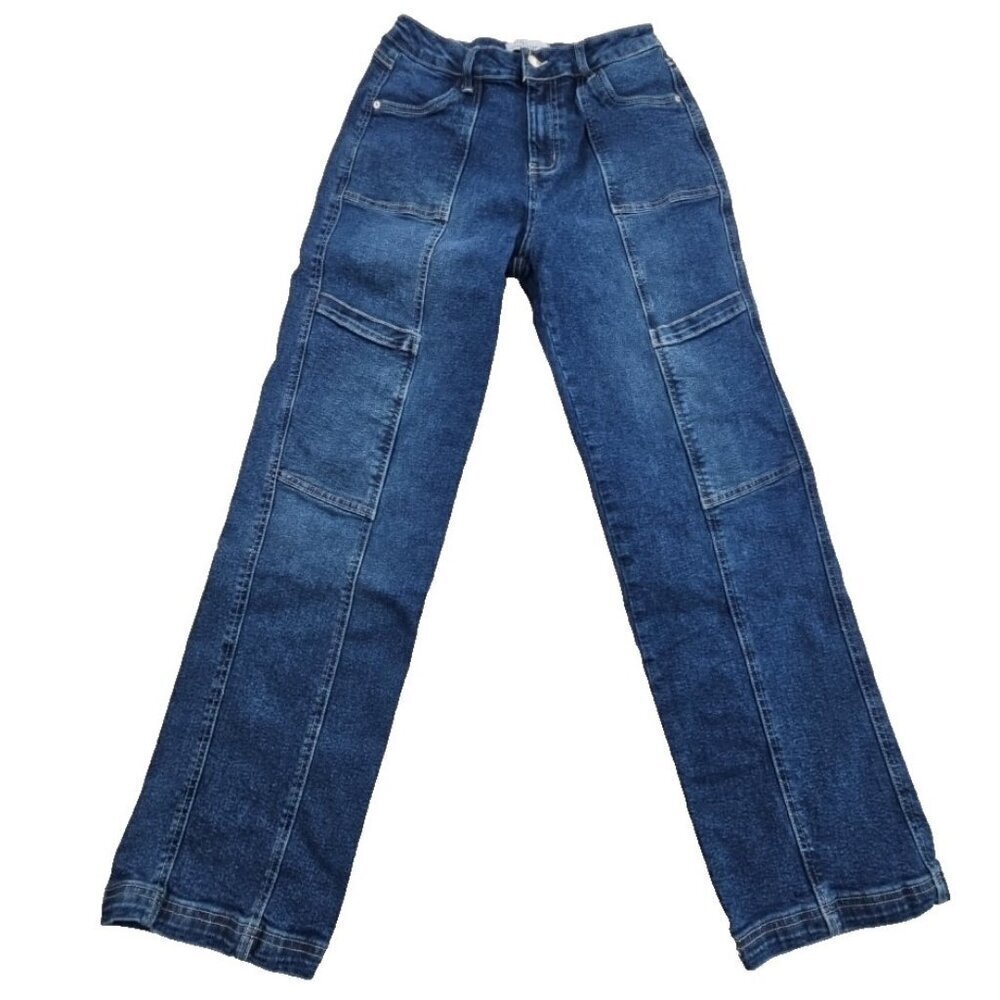 Vanilla Star Cargo Denim Pants Women's 3 (W26 L30) Medium‎ Wash 6 Pockets EUC